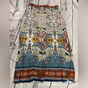 Chico's Vibrant Paisley Boho Maxi Skirt Soft Stretchy Flowy Knit Size 1 Folk